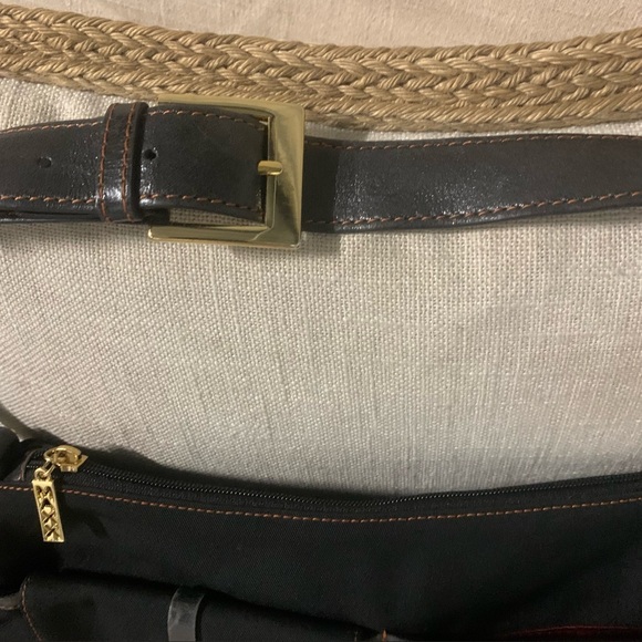 Maxx New York Handbag Medium Black Fabric/Leather Strap Trim Gold Hardware - Picture 14 of 16